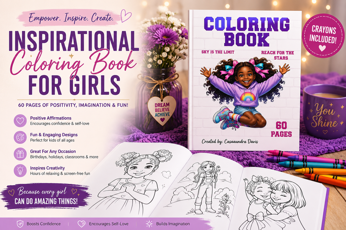 Inspirational Coloring Book for Girls