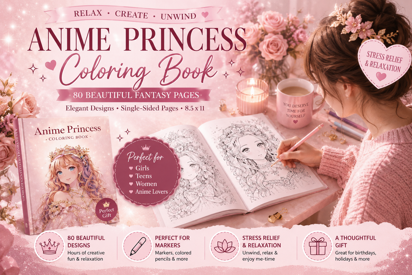 Anime Princess Coloring Book